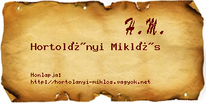 Hortolányi Miklós névjegykártya