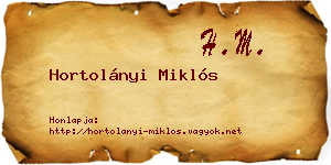 Hortolányi Miklós névjegykártya